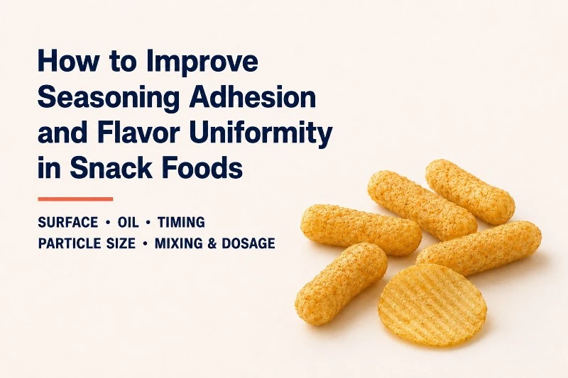 Seasoning adhesion and flavor uniformity in snack foods Seasoning adhesion and flavor uniformity in snack foods
